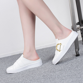 [GIRLS GOOB] Women's Fashion Comfort Sneakers, Loafers Mules Synthetic Leather + Cubic - Made in KOREA